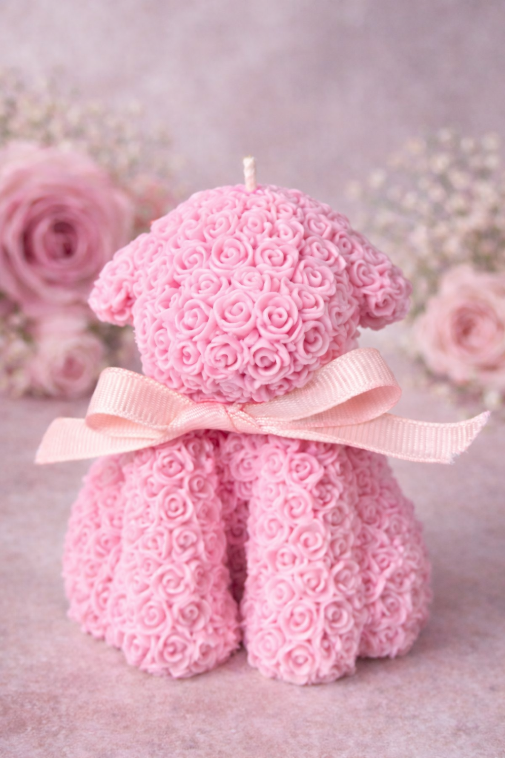 Rose Puppy Pillar Candle