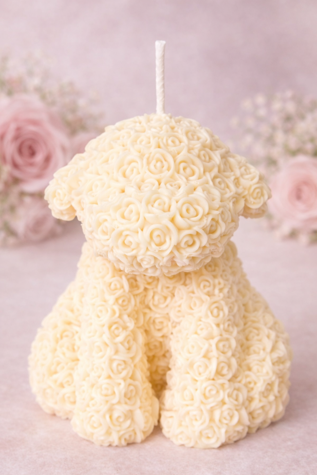 Rose Puppy Pillar Candle