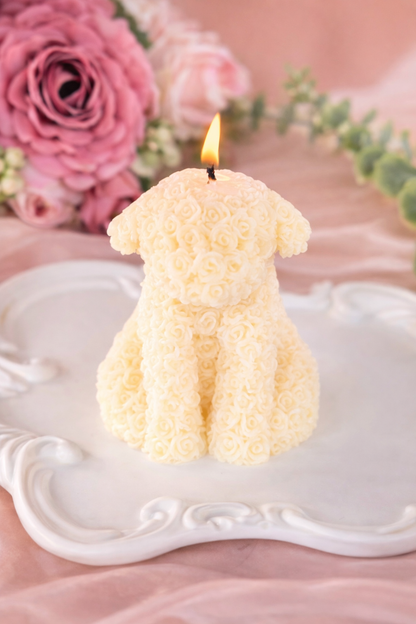 Rose Puppy Pillar Candle