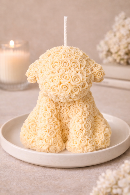 Rose Puppy Pillar Candle