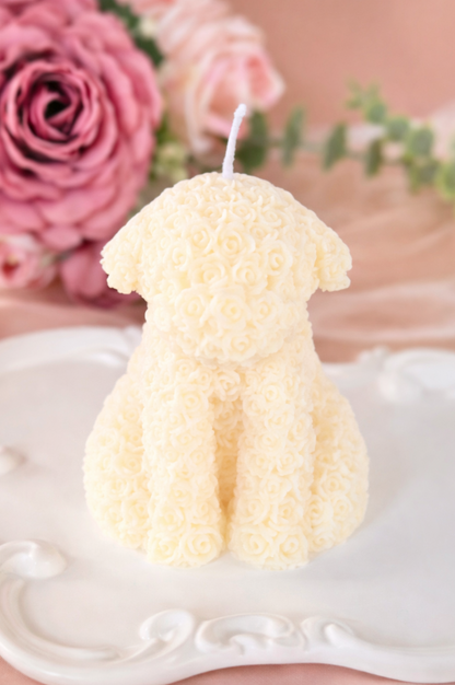 Rose Puppy Pillar Candle