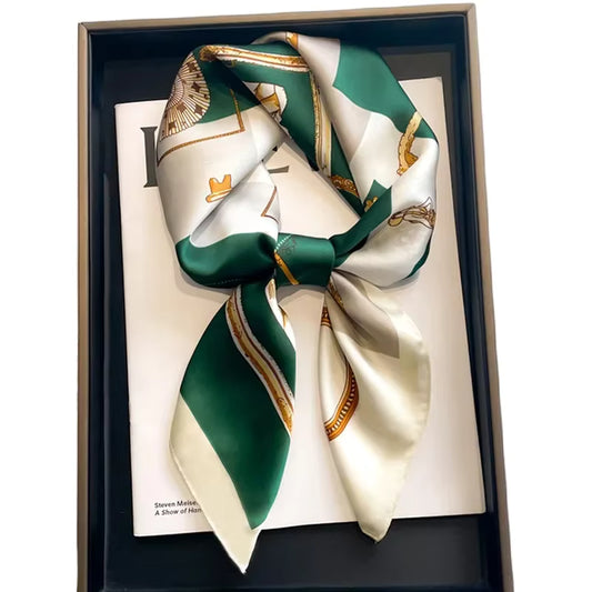 Silk Emerald Green Scarf Bandana – Square Headscarf for Women