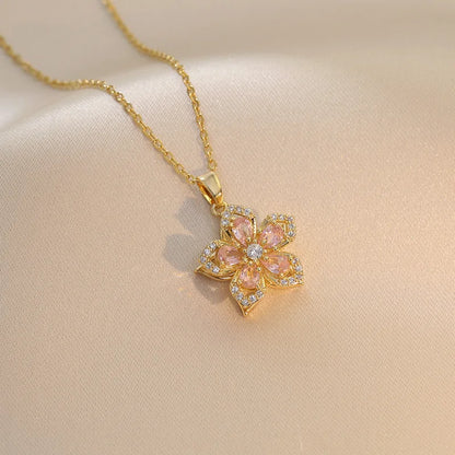 Blossom Rotating Flower Necklace – Gold Plated