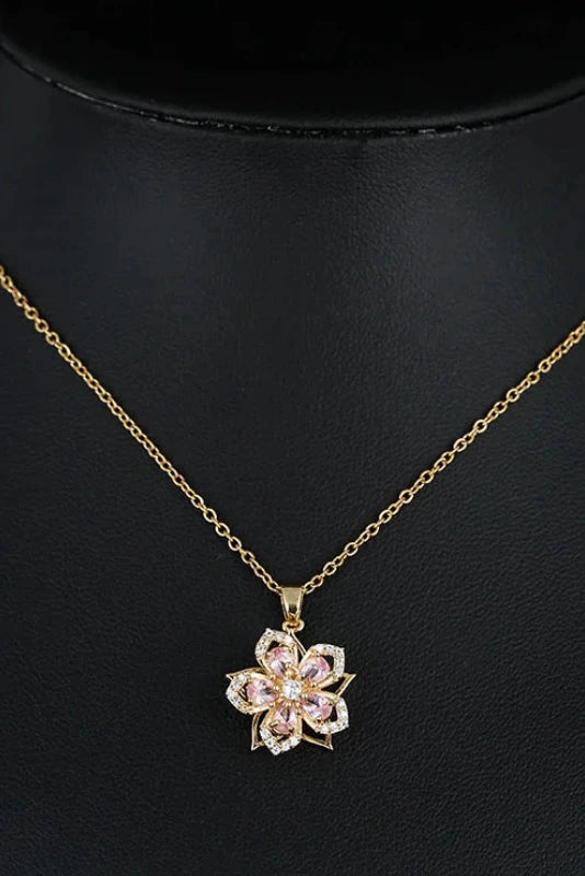 Blossom Rotating Flower Necklace – Gold Plated
