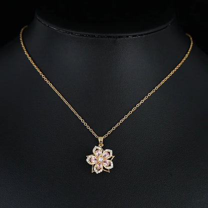 Blossom Rotating Flower Necklace – Gold Plated
