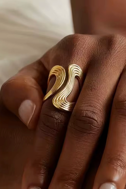 Golden Wave Stainless Steel Ring