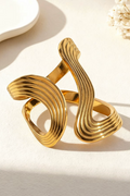 Golden Wave Stainless Steel Ring