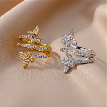 Luxury Zircon Butterfly Ring