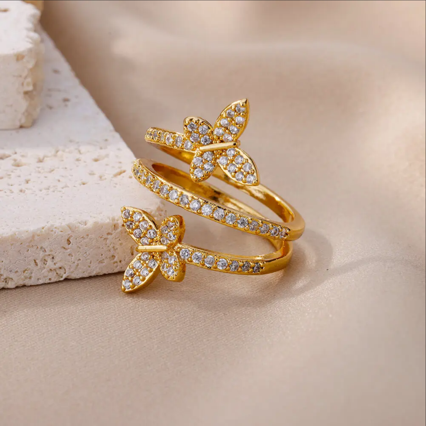Luxury Zircon Butterfly Ring
