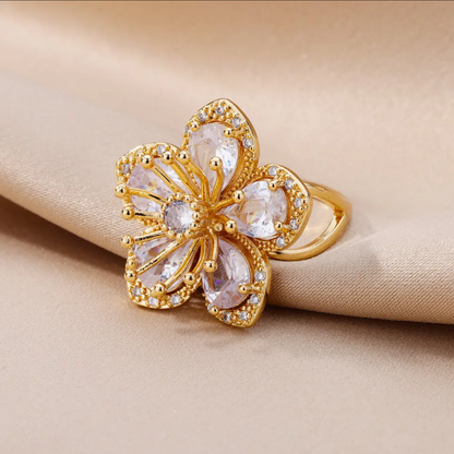 Sakura Zircon Flower Ring