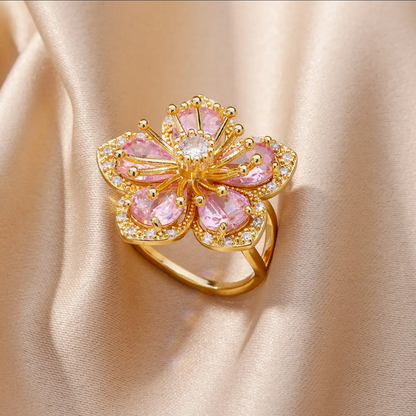 Sakura Zircon Flower Ring