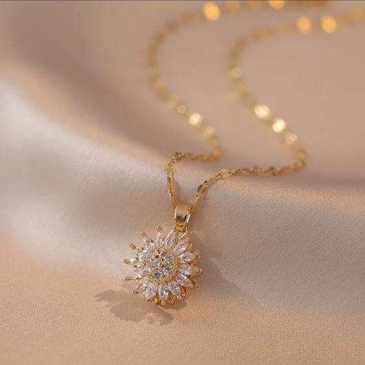 Sunflower Rotating Necklace – Stainless Steel