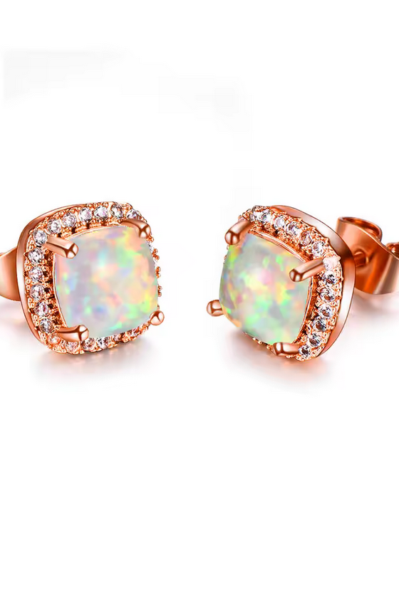 Radiant Halo Gemstone Stud Earrings