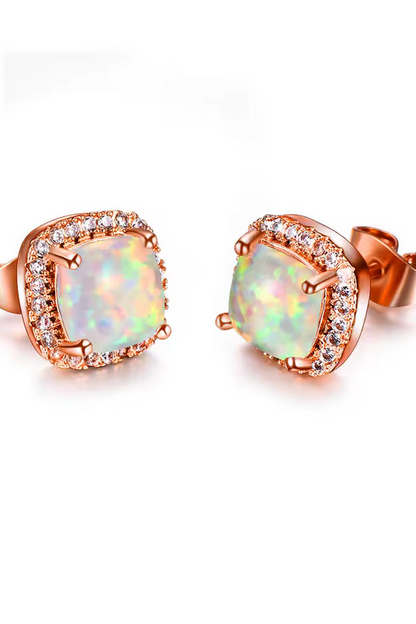 Radiant Halo Gemstone Stud Earrings