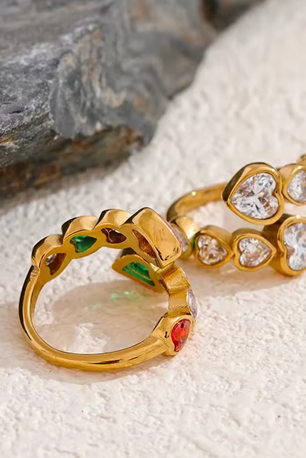 Rainbow Heart Gemstone Ring