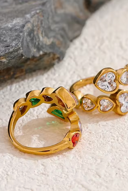 Rainbow Heart Gemstone Ring