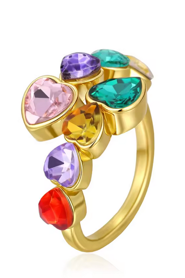 Rainbow Heart Gemstone Ring