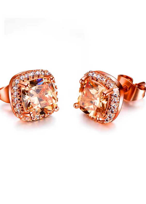 Radiant Halo Gemstone Stud Earrings