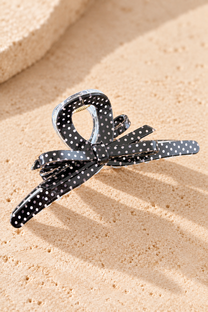 Polka Dot Bow XL Hair Claw Clip – Sheer Statement Hair Accessory