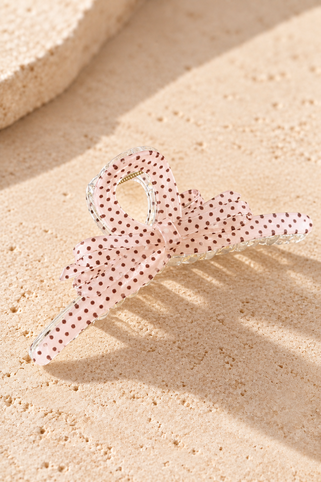 Polka Dot Bow XL Hair Claw Clip – Sheer Statement Hair Accessory