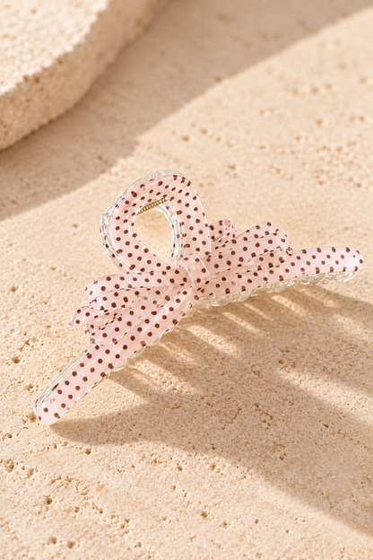 Polka Dot Bow XL Hair Claw Clip – Sheer Statement Hair Accessory
