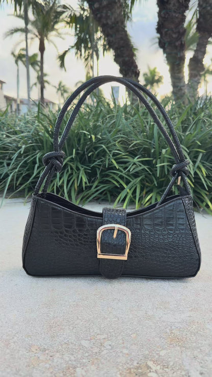 Alessandra Croc Buckle Shoulder Bag
