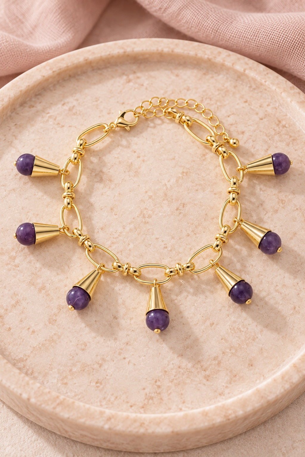 Amethyst Charm Drop Bracelet