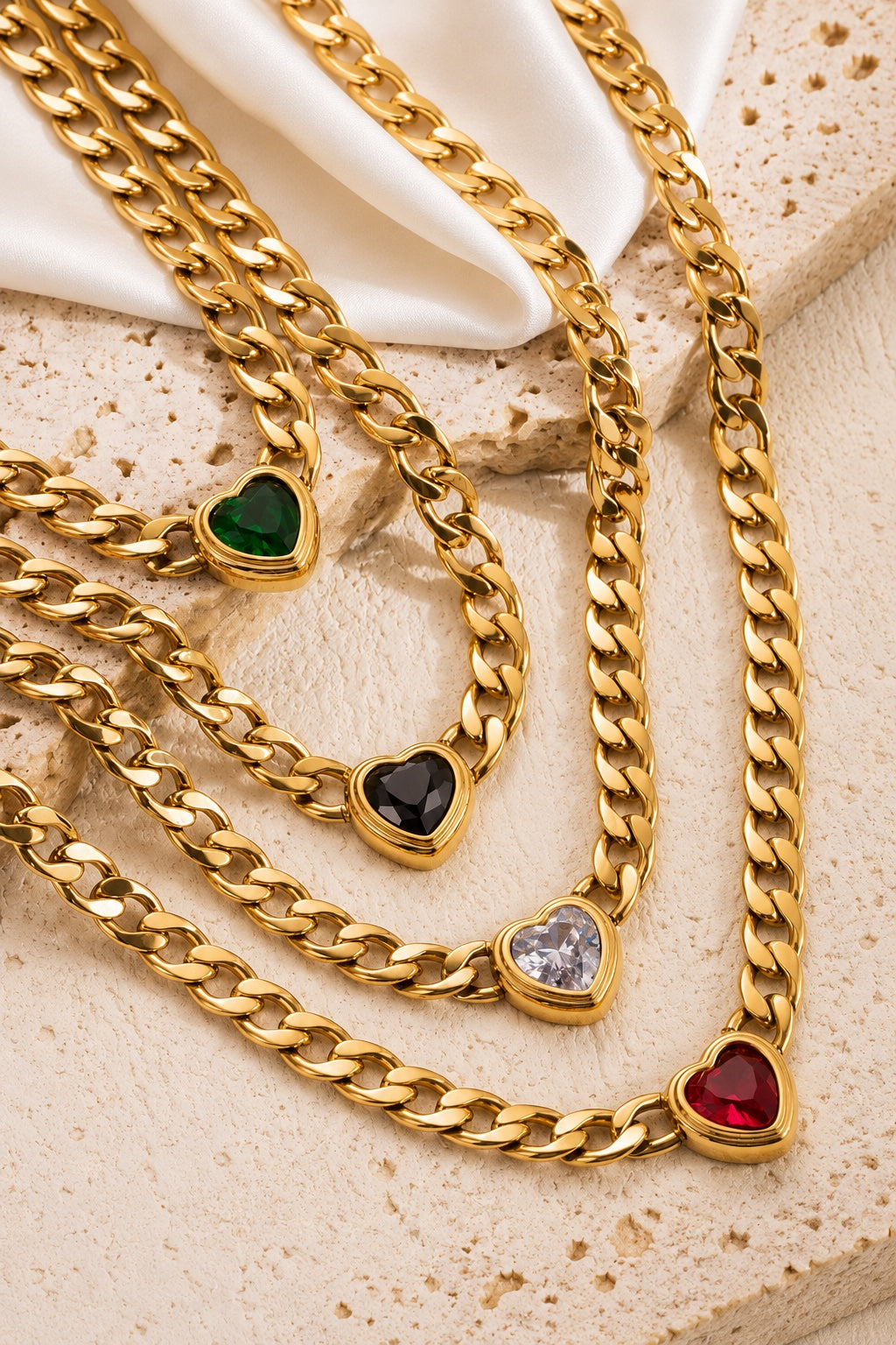 Curb Chain Heart Necklace