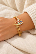 Evil Eye Moon Chain Bracelet – 18K Gold Plated Stainless Steel