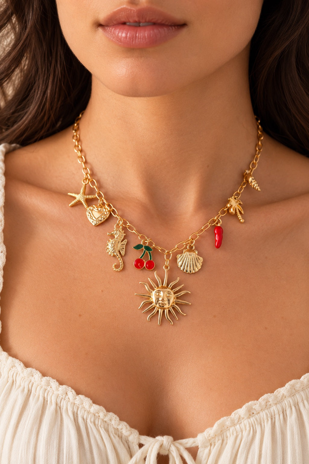Golden Tropic Charm Chain Necklace