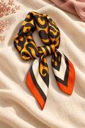 Amber Leopard Satin-Finish Square Scarf
