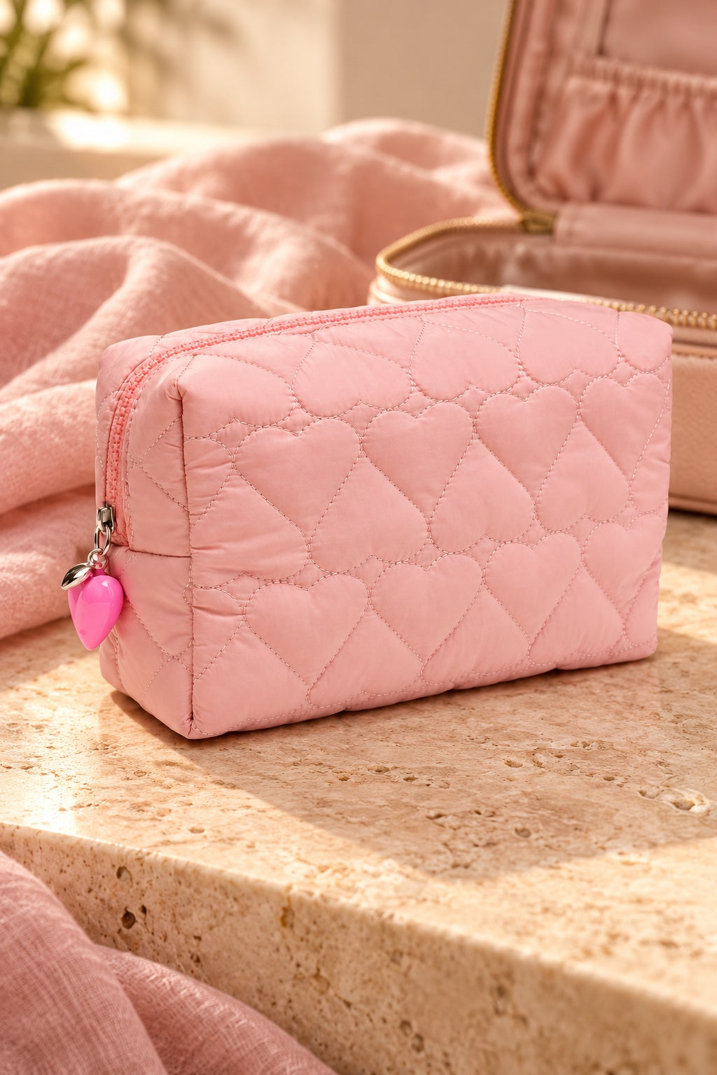 Pull My Heart Quilted Cosmetic Pouch