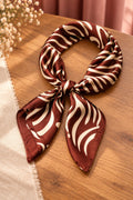 Mocha Zebra Pattern Satin Square Scarf