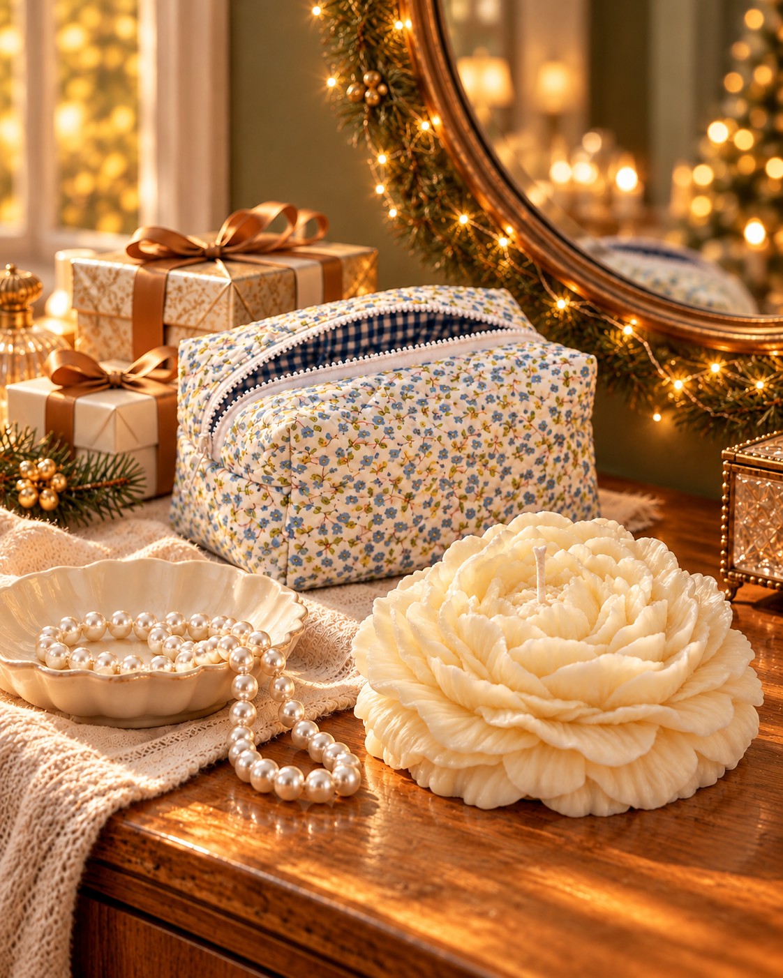 Cottage Bloom Quilted Makeup Bag